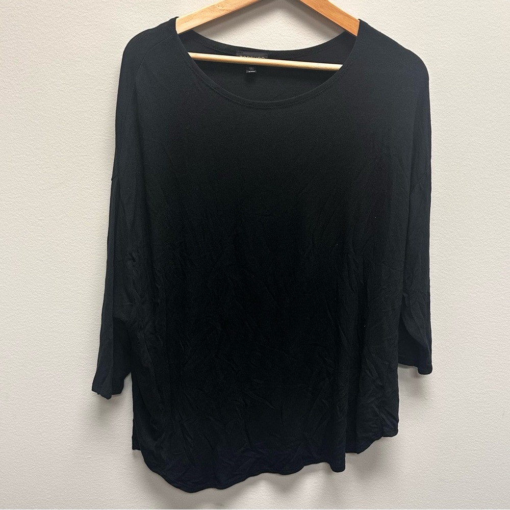 Topshop Black 3/4 Sleeve Oversized Tunic Shirt Dress Blouse Womens Size 8 - Picture 2 of 7